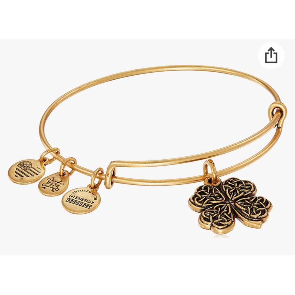Alex and Ani 2017 Four Leaf Clover Bangle Bracelet Rafaelian Gold Finish